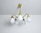 Scandinavian Ceiling Lamp in Brass and Opaline Glass, 1950s, Image 3