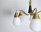 Scandinavian Ceiling Lamp in Brass and Opaline Glass, 1950s, Image 6