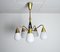 Scandinavian Ceiling Lamp in Brass and Opaline Glass, 1950s, Image 2