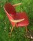 Silla Rockabilly roja con reposabrazos, años 50, Imagen 3
