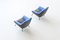 Italian Lounge Chairs in Blue and Grey Felt, Italy, 1950, Set of 2 12
