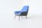 Italian Lounge Chairs in Blue and Grey Felt, Italy, 1950, Set of 2 15