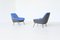 Italian Lounge Chairs in Blue and Grey Felt, Italy, 1950, Set of 2 5