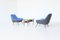 Italian Lounge Chairs in Blue and Grey Felt, Italy, 1950, Set of 2 21