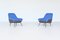 Italian Lounge Chairs in Blue and Grey Felt, Italy, 1950, Set of 2 3