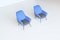 Italian Lounge Chairs in Blue and Grey Felt, Italy, 1950, Set of 2 13