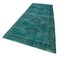 Turkish Turquoise Overdyed Runner Rug 3