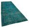 Turkish Turquoise Overdyed Runner Rug 2