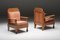 Art Deco Pine and Leather Club Chairs, Europe, 1960s, Set of 2 2