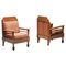 Art Deco Pine and Leather Club Chairs, Europe, 1960s, Set of 2 1