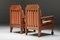Art Deco Pine and Leather Club Chairs, Europe, 1960s, Set of 2 6