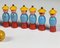 Toy Bowling Game with Figures in Yellow Hats and Balls, 1940s, Set of 12 7