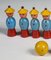 Toy Bowling Game with Figures in Yellow Hats and Balls, 1940s, Set of 12 3