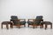 Oak Armchairs with Stools, Finland, 1960s, Set of 4 4