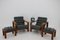 Oak Armchairs with Stools, Finland, 1960s, Set of 4 20