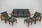 Oak Sofa, Armchairs and Ottomans, Finland, 1960s, Set of 5 8