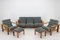 Oak Sofa, Armchairs and Ottomans, Finland, 1960s, Set of 5 3