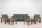 Oak Sofa, Armchairs and Ottomans, Finland, 1960s, Set of 5 4
