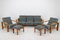 Oak Sofa, Armchairs and Ottomans, Finland, 1960s, Set of 5 2