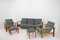 Eichenholz Sofa, Sessel & Fußhocker, Finnland, 1960er, 5er Set 6