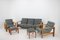 Oak Sofa, Armchairs and Ottomans, Finland, 1960s, Set of 5 6