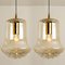 Smoked Brown Glass and Brass Pendant Lights attributed to Peill & Putzler, 1960s, Set of 2, Image 2
