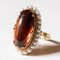 18 Karat Gold Ring with Amber and Beads, 1950s 1