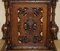 Gothic Revival Hand Carved Walnut and Brown Leather Dining Chairs, Set of 6 17