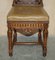 Gothic Revival Hand Carved Walnut and Brown Leather Dining Chairs, Set of 6 6