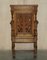 Gothic Revival Hand Carved Walnut and Brown Leather Dining Chairs, Set of 6, Image 20