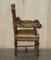 Gothic Revival Hand Carved Walnut and Brown Leather Dining Chairs, Set of 6, Image 19