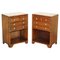 Vintage Military Campaign Bedside Tables with Drawers and Butlers Serving Tray, Set of 2, Image 1
