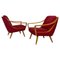 Italienische Armlehnstühle aus Holz & Baumwolle von Knoll, 1960er, 2er Set 1