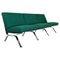 Italienisches modernes Sofa aus Stahl & grüner Baumwolle, 1970er 1
