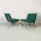 Italian Modern Steel and Green Cotton Lounge Chairs attributed to Gastone Rinaldi, 1970s, Set of 2 17