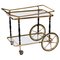 Brass and Black Lacquered Wood Bar Cart attributed to Cesare Lacca, Italy, 1950s 1