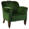 French Art Deco Club Chair in Green Velvet, 1940 1