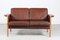 Cognac-Colored Leather 2-Seater Sofa in the Style of Finn Juhl, Denmark, 1960s 2