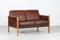Cognac-Colored Leather 2-Seater Sofa in the Style of Finn Juhl, Denmark, 1960s 1