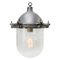 Lampe à Suspension Industrielle Vintage en Métal Argenté et Verre Transparent 3