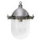 Vintage Industrial Silver Metal and Clear Glass Pendant Light 1