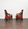 Art Déco Armchair in Wood, Velvet and Brass, Italy, 1930s, Set of 10 5