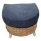 Ottoman with Steel Legs and Faux Rattan, 1980s 2