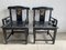 19th Century Chinese Chairs in Lacquered Black Wood with Gilt Decoration, 1890s, Set of 2 1