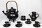 Tea Service in Black Ceramic by Jean Marais, 1980, Set of 7 5