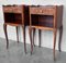 20th Century Marquetry Walnut Nightstands with Drawers and Open Shelves, Set of 2 2