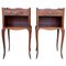 20th Century Marquetry Walnut Nightstands with Drawers and Open Shelves, Set of 2 1