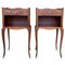 20th Century Marquetry Walnut Nightstands with Drawers and Open Shelves, Set of 2, Image 1