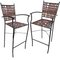 Tall Spanish Wrought Iron and Leather Stools, 1980s, Set of 2 1