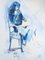 Philippe Caracostea, Girl on a Chair, Mixed Media on Paper, 1970s, Framed 1